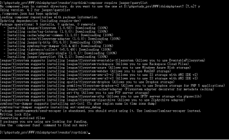 执行composer命令后顺利安装的截图